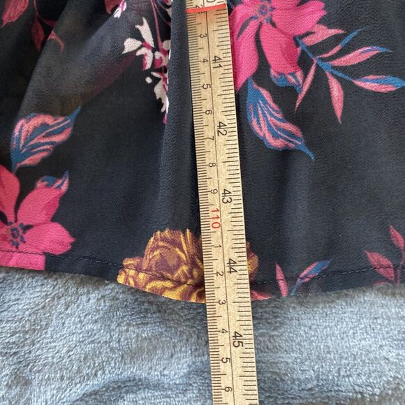 Torrid Dress  2X Black Red Long Sleeve Midi Chiffon Floral Boho Flowy - Picture 11 of 16